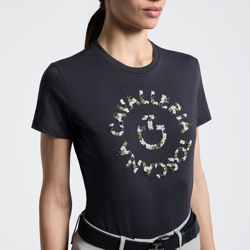 Chargez l'image dans la visionneuse de la galerie, T-shirt CT avec broderie florale TSD092