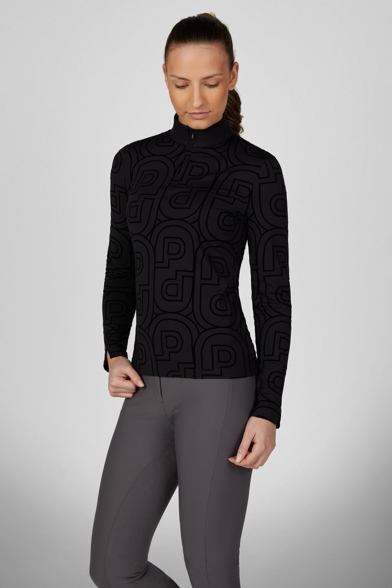 Chargez l'image dans la visionneuse de la galerie, Sous-pull zippé PIKEUR Zip Print Shirt 228400 noir porté
