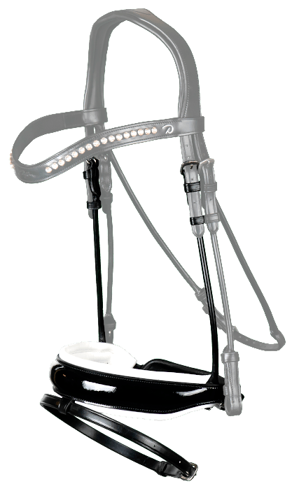 Chargez l'image dans la visionneuse de la galerie, Muserolle Combinée Large Fermeture Pull Back Vernie Doublure Blanche NE round leather