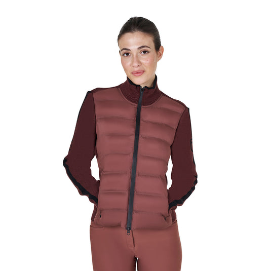 Women's jacket in nylon and knit with zip