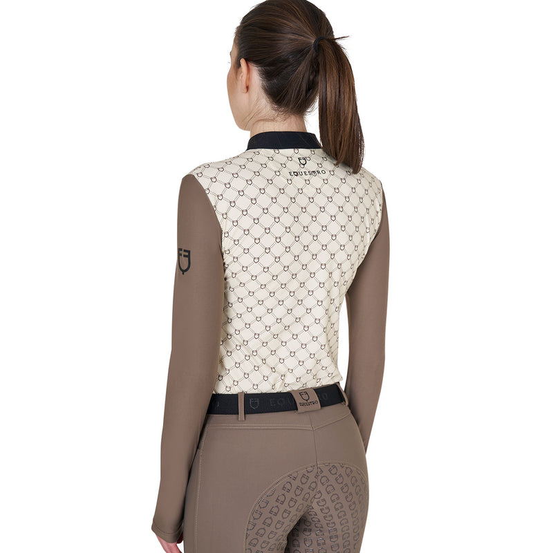 Chargez l&#39;image dans la visionneuse de la galerie, WOMEN&#39;S TRAINING MONOGRAM PRINT POLO SHIRT LS ZIP
