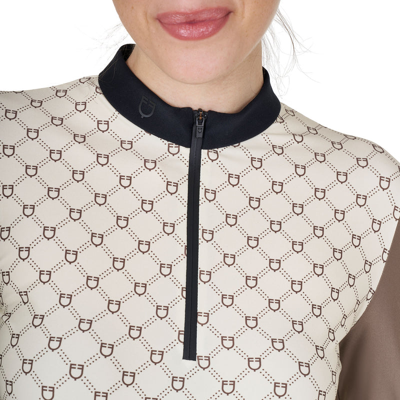 Chargez l&#39;image dans la visionneuse de la galerie, WOMEN&#39;S TRAINING MONOGRAM PRINT POLO SHIRT LS ZIP
