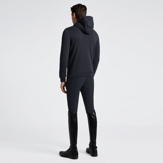 Sweat à capuche zippé en coton avec logo brodé FEU138