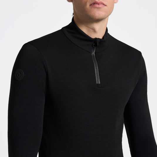 Pull  à manches longues  en laine technique avec demi-zip