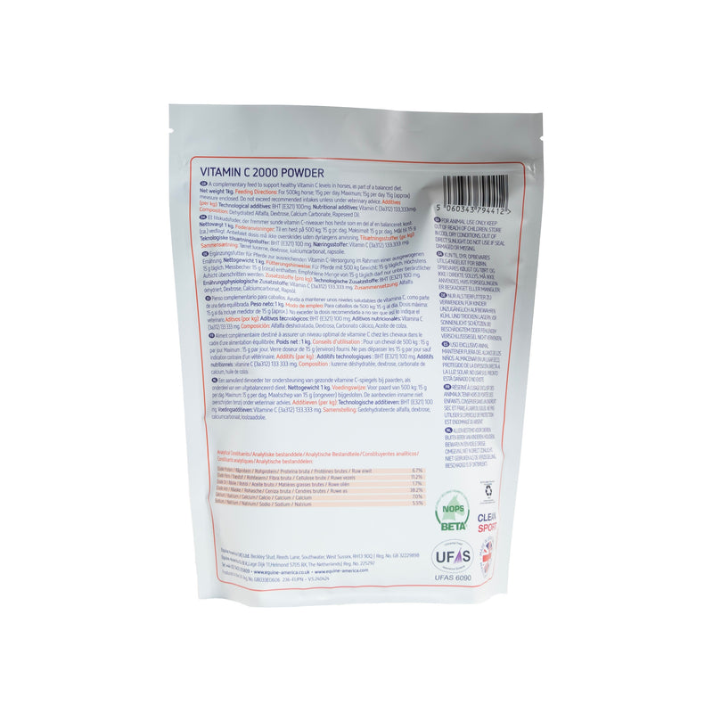 Chargez l'image dans la visionneuse de la galerie, Vitamin C 2000 Powder 1 kg – étiquette arrière
