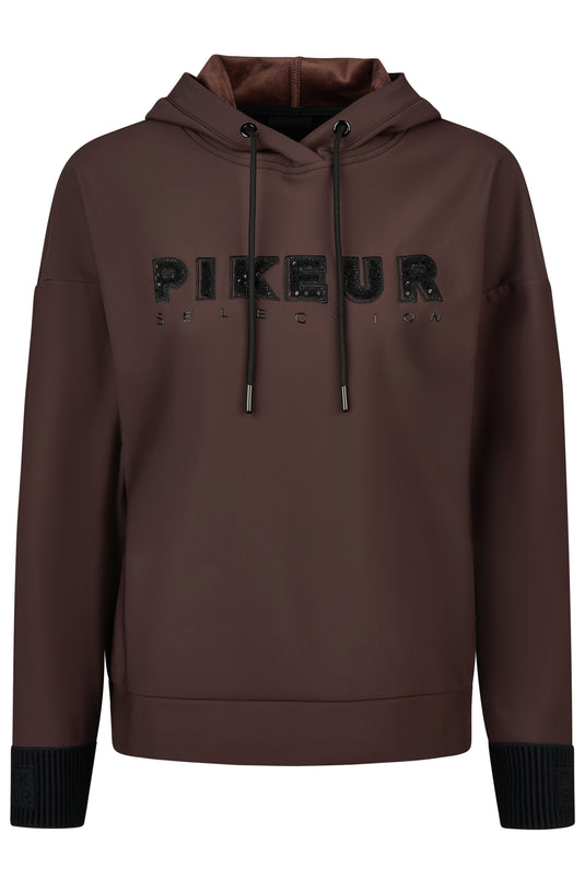 Sweat à capuche PIKEUR Plushluxe Hoody 228200 brun chocolat, vue de face