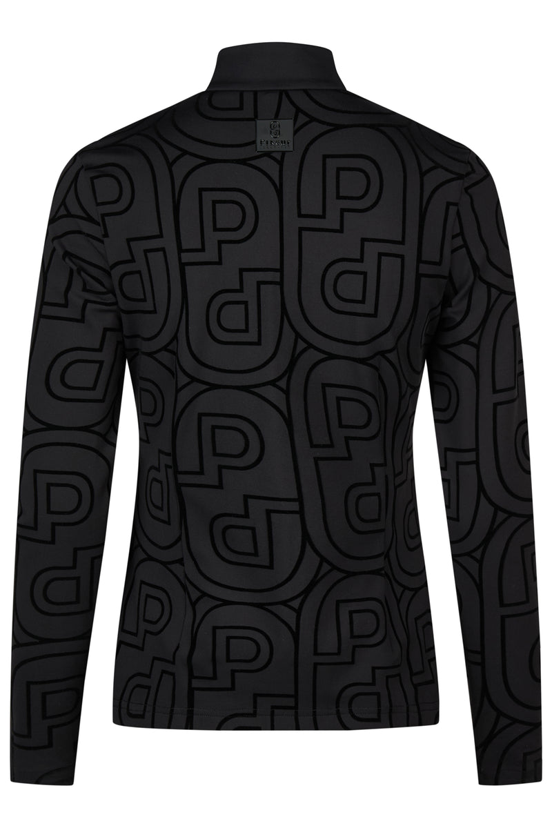 Chargez l'image dans la visionneuse de la galerie, Sous-pull zippé PIKEUR Zip Print Shirt 228400 noir, vue de dos
