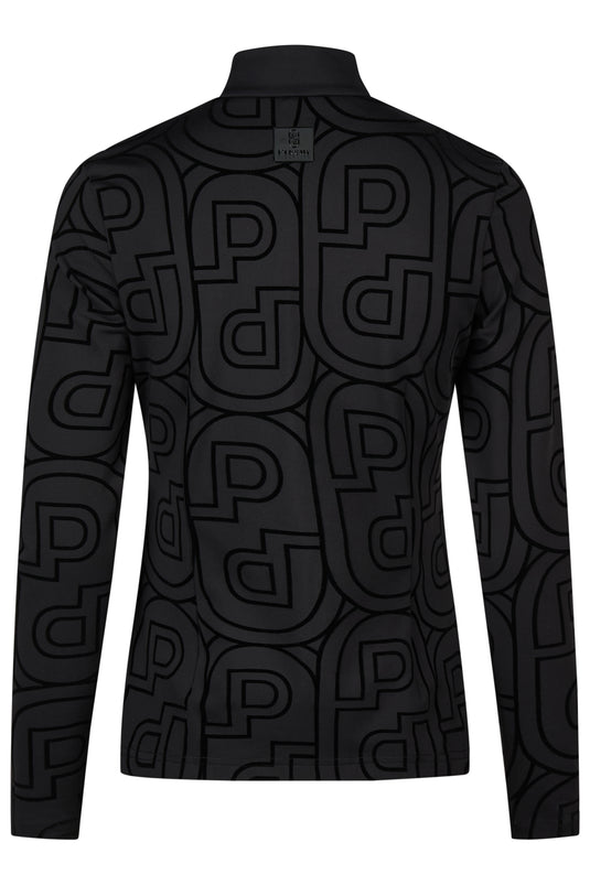 Sous-pull zippé PIKEUR Zip Print Shirt 228400 noir, vue de dos