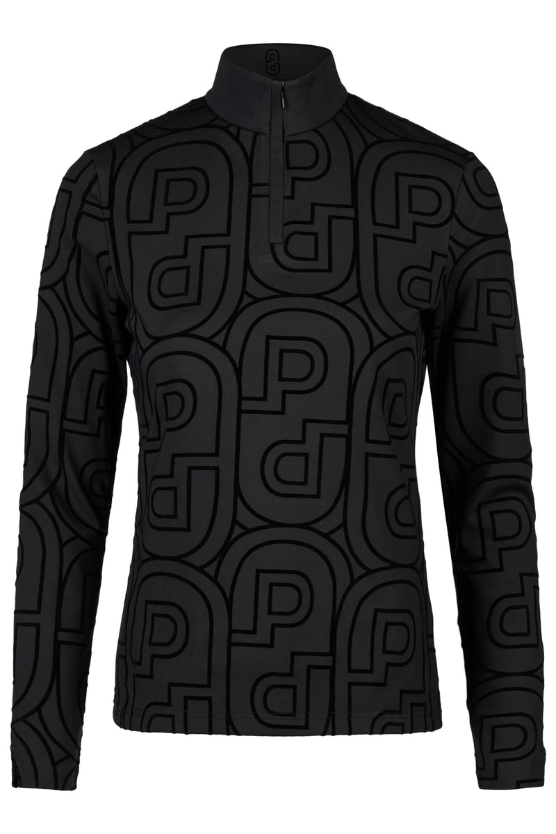 Chargez l'image dans la visionneuse de la galerie, Sous-pull zippé PIKEUR Zip Print Shirt 228400 noir, vue de face
