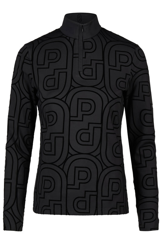 Sous-pull zippé PIKEUR Zip Print Shirt 228400 noir, vue de face