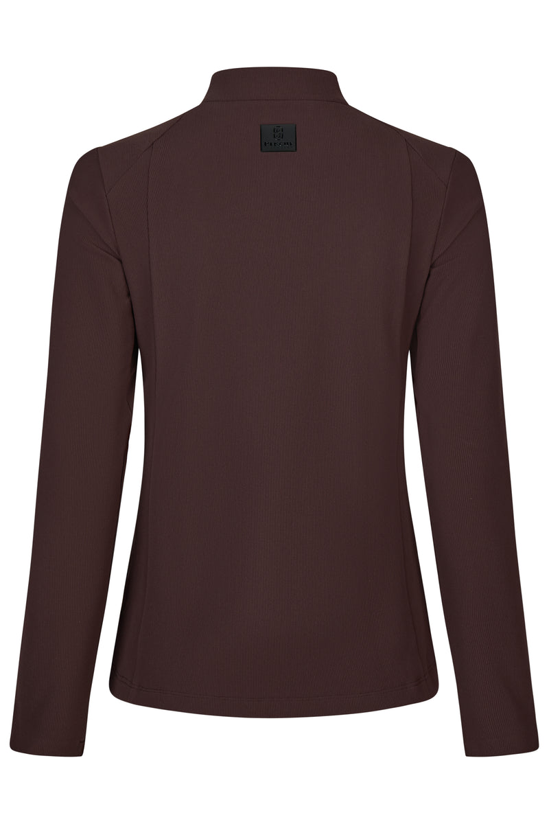 Chargez l'image dans la visionneuse de la galerie, Sous-pull zippé PIKEUR Zip Rip Shirt 228430 brun chocolat, vue de dos
