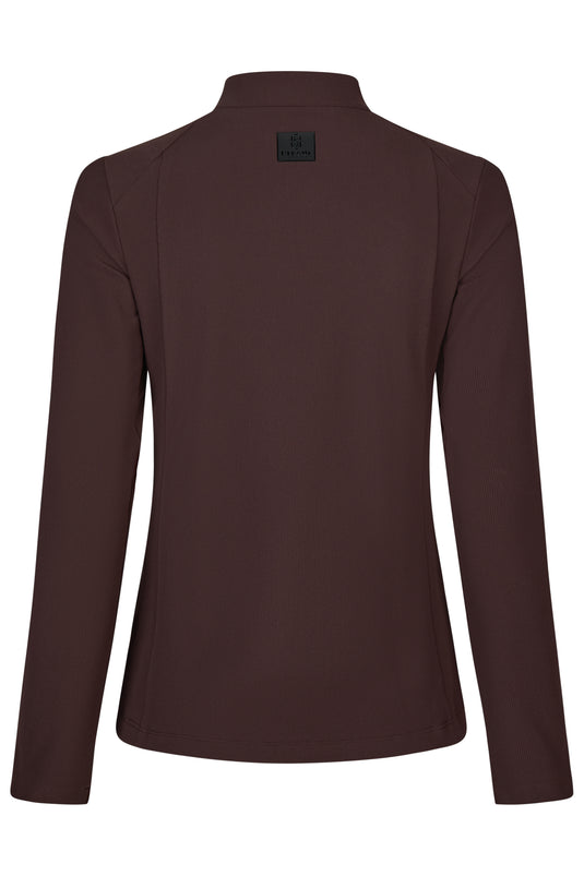 Sous-pull zippé PIKEUR Zip Rip Shirt 228430 brun chocolat, vue de dos