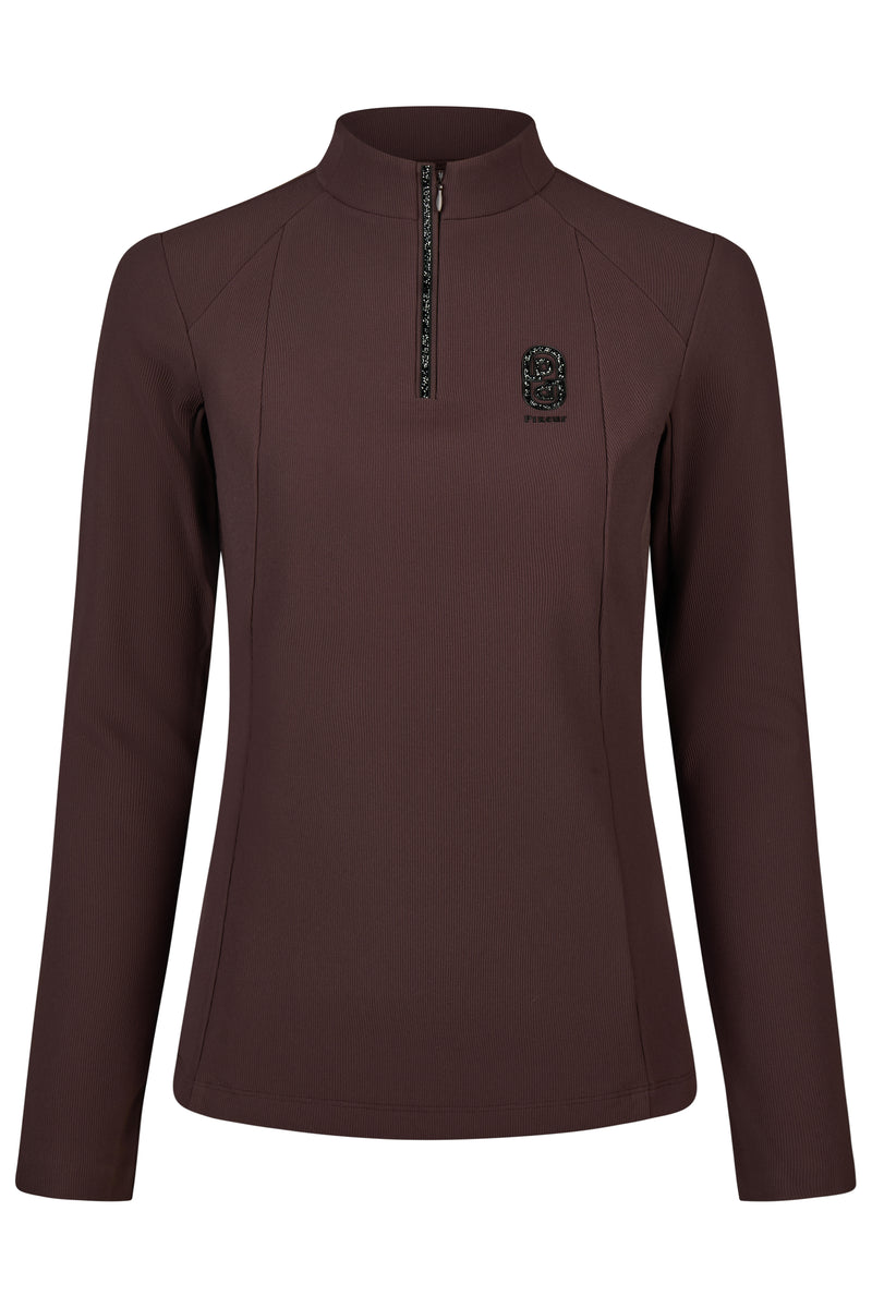 Chargez l'image dans la visionneuse de la galerie, Sous-pull zippé PIKEUR Zip Rip Shirt 228430 brun chocolat, vue de face
