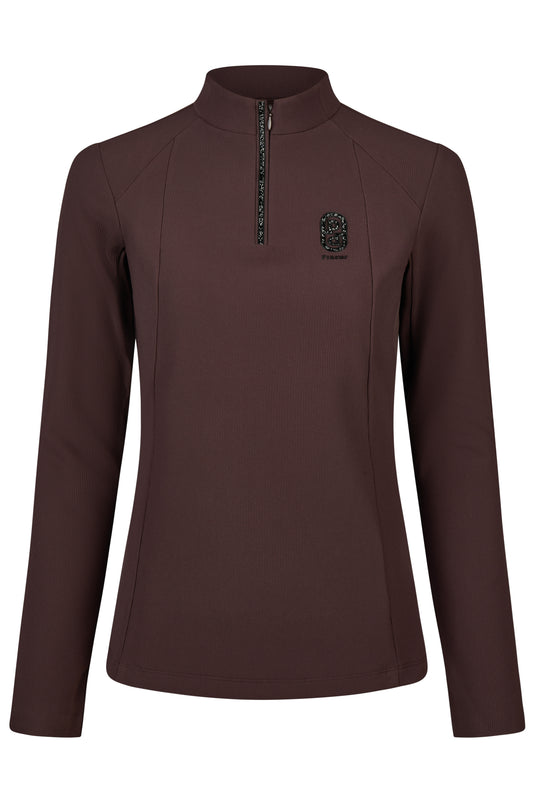 Sous-pull zippé PIKEUR Zip Rip Shirt 228430 brun chocolat, vue de face