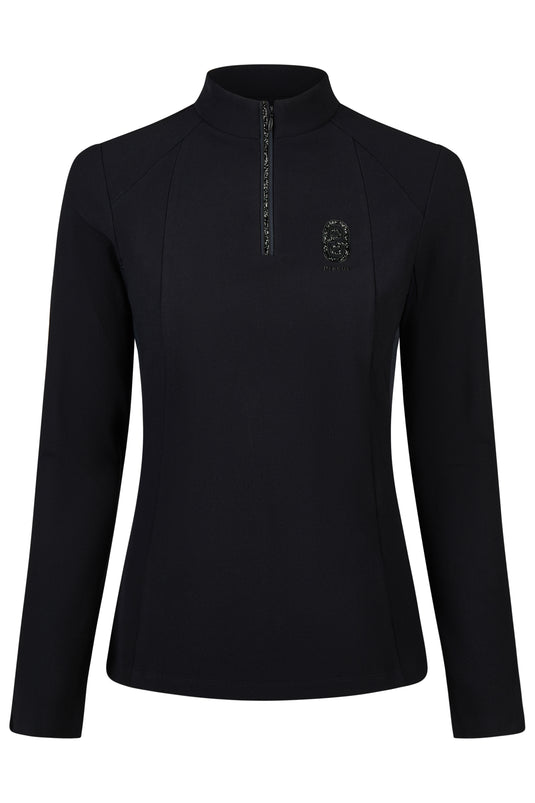 Sous-pull zippé PIKEUR Zip Rip Shirt 228430 noir, vue de face