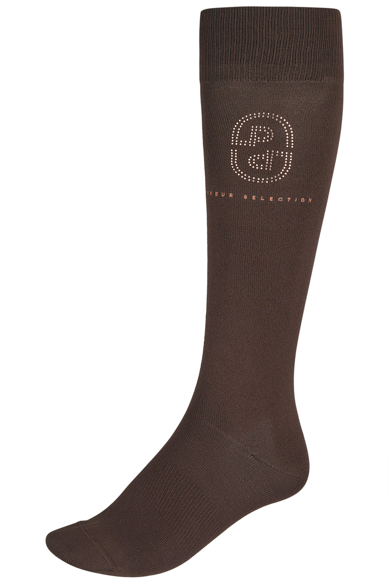 Chargez l'image dans la visionneuse de la galerie, Chaussettes d'équitation PIKEUR Knee Socks Studs 271100 brun chocolat
